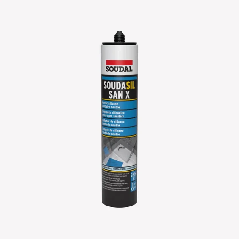 silicone-soudasil-san-x-transparente-soudal-280ml SILICONE SOUDASIL SAN X TRANSPARENTE SOUDAL 280 ML 128813 - Image 1