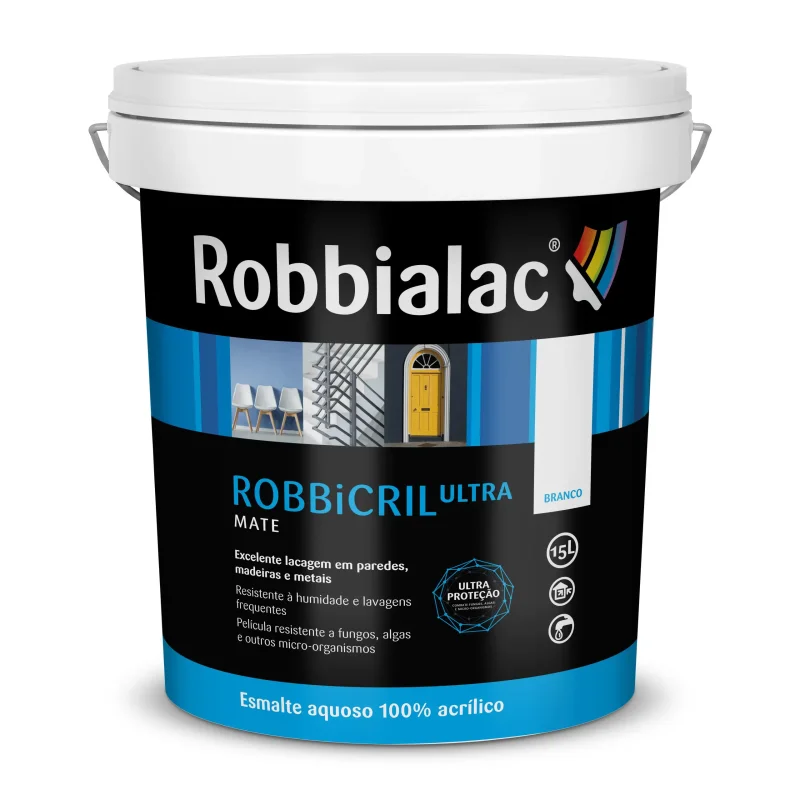 esmalte-aquoso-100%-acrilico-robbicril-ultra-mate-branco-15l-robbialac ESMALTE AQUOSO 100% ACRILICO ROBBICRIL ULTRA MATE BRANCO BASE P 15L - ROBBIALAC - Image 1