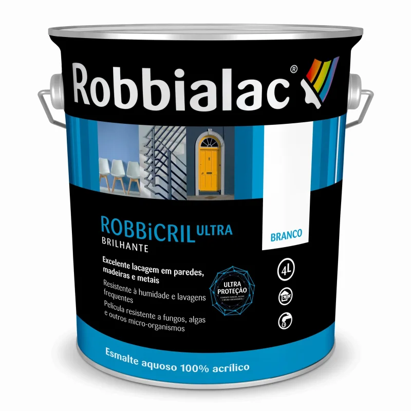 esmalte-aquoso-100%-acrilico-robbicril-ultra-mate-branco-4l-robbialac ESMALTE AQUOSO 100% ACRILICO ROBBICRIL ULTRA MATE BRANCO 4L - ROBBIALAC - Image 1