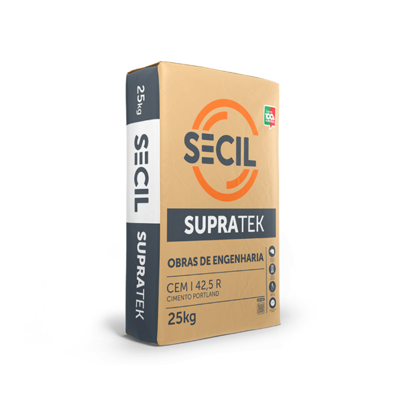 CIMENTO SECIL CEM I/B-L 42,5N 25KG PLASTIFICADO C/PAL TARA PERDIDA(SUPRATEK)